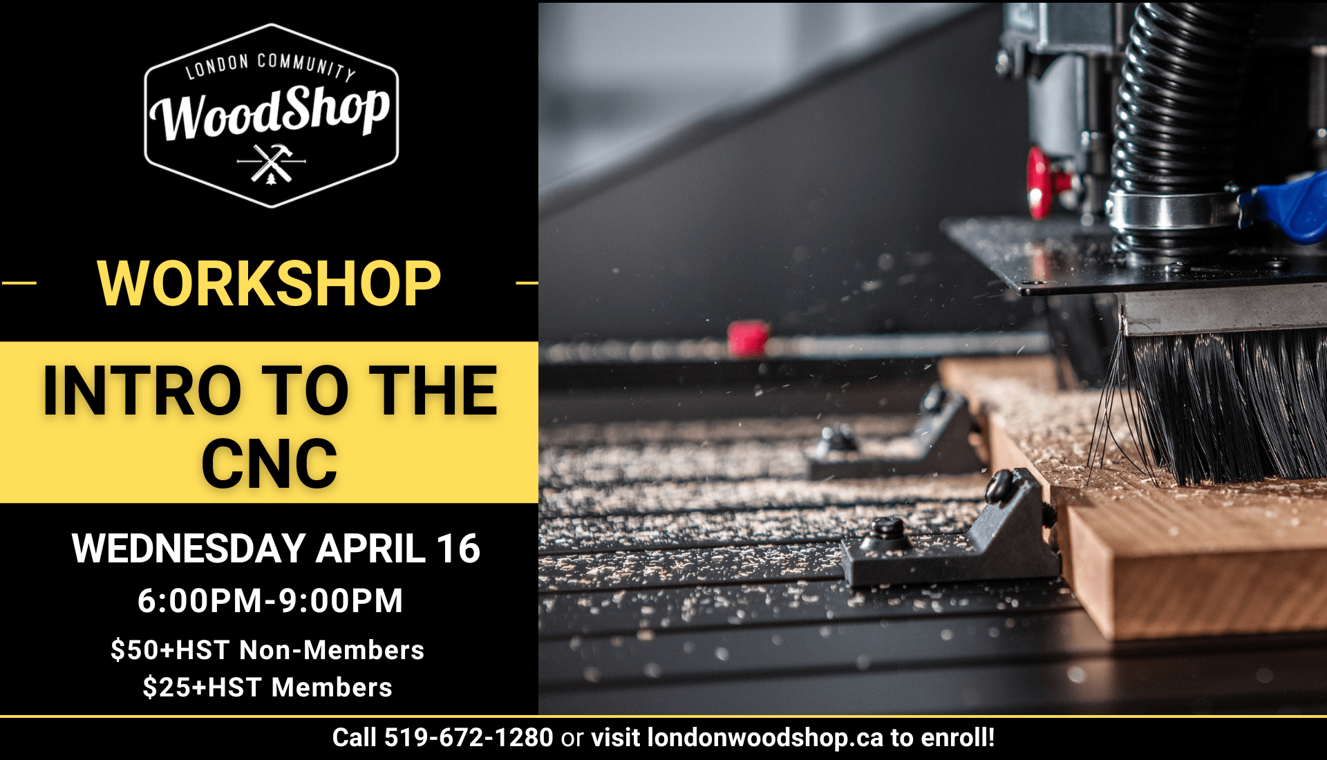 Intro to the CNC April 2025 on April 16 from 6-9pm